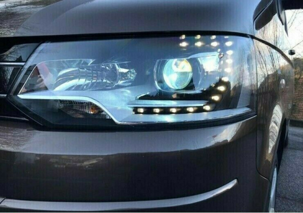LED Tagfahrlicht Scheinwerfer für VW T5 GP (Facelift) 10-15 schwarz